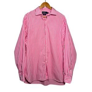 Polo Ralph Lauren Men's Dress Shirt Regent Custom Fit Pink Striped 17.5 36 R